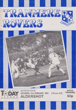 Tranmere Rovers v Aldershot Match Programme 1987-02-21